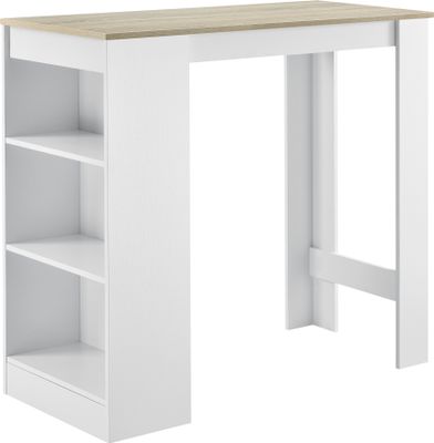 Bartheke 110 x 50 x 103 cm Bartresen Bartisch Stehtisch Theke Tresen Bar Hausbar Bistro Weiß/Eiche [en.casa]