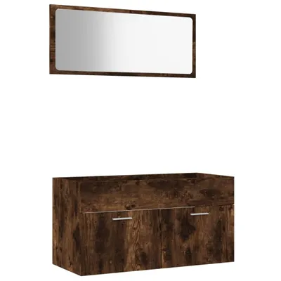 Produktbild von 2-tlg. Badmöbel-Set Räuchereiche Holzwerkstoff