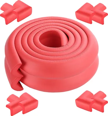 Image de [Pack de 2] 2 mètres de longueur de protection de bord de table Baby Proector + 8 coins (rouge) Doux, non toxique et écologique