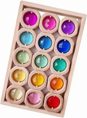Imagen del producto de Bloques de construcción para niños, bloques de madera, bloques de acrílico, piezas de juego