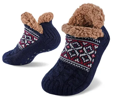 Produktbild von Kuschelsocken Herren 38-45 Blaues Gitter Anti-Rutsch-Socken
