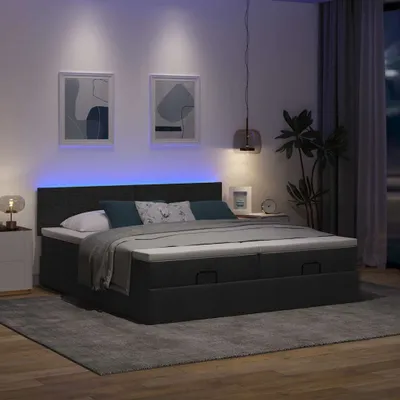 Produktbild von Maison Exclusive - Ottoman-Bett mit Matratzen & LEDs Schwarz 160x200 cm Stoff