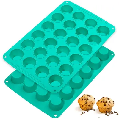 Produktbild von Mini Muffinform Silikon 2 Stück 24er Cupcake Förmchen 4,8 cm 35,4 x 22,3 x 2,4 cm