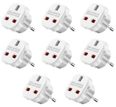 Productafbeelding van UK naar EU-adapter, 8-pack UK naar EU-reisadapter