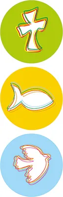 Produktbild von Wachsdekor, Christliche Symbole, bunt, 1 Stk.