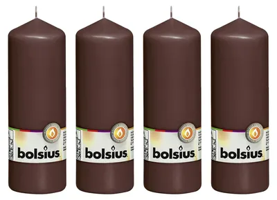 Immagine prodotto di set di 4 candele a colonna - Altezza 20 cm - Diametro 6,8 cm - Marrone castagna