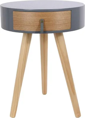 Zdjęcie produktu dla HowHomely | Stolik nocny - 46 cm - okrągły - szary