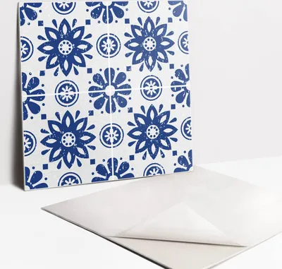 Produktbild von Fliesenaufkleber Set für Bad und Küche - 9 Fliesen Selbstklebend PVC - 30 x 30 - Blumenschmuck