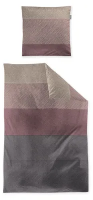 Produktbild von Irisette Feinbiber Bettwäsche Meran 200x200 Streifen rubin grau beige 8430-60