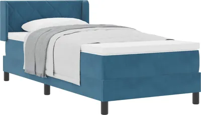 Produktbild von Boxspringbett mit Kopfteil Dunkelblau 200 x 100 cm Samt