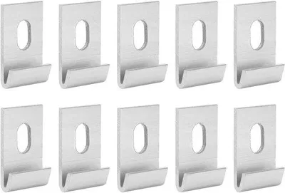 Image de Clips d'ancrage en aluminium pour serres - Lot de 10 pièces - Fixations pour tuteurs en aluminium - Supports pour armatures - 3,3 x 2,0 cm - Couleur argent - Pour serres.