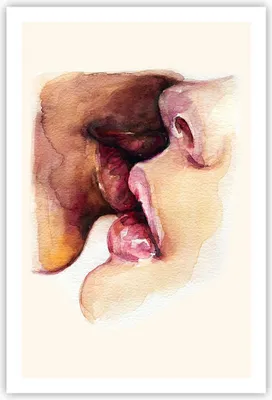 Produktbild von Poster - Poster ohne Rahmen - Kuss Mund Paar - 61x91,5 cm - Wand Bild - Wanddeko - Wandbilder - Kunstposter - Wandposter - Bilder - Kunstdruck - Wanddekoration - Wandbild - P2XPA61x91-5051