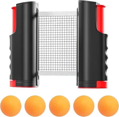 Produktbild von Allecto Plus – Ausziehbbares, transportables Tischtennisnetz mit Bällen – Für…