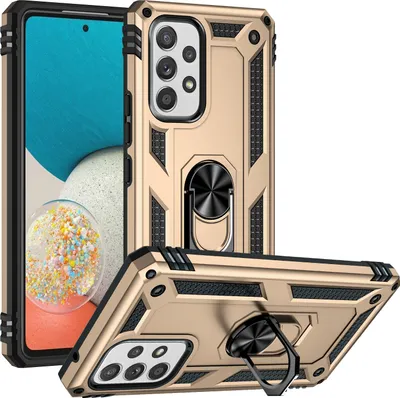 Immagine prodotto di Custodia per Samsung Galaxy A53 5G a doppio strato robusta, protezione militare con supporto ad anello e supporto Oro
