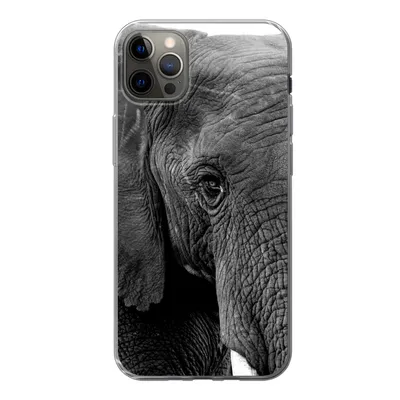 Produktbild von MuchoWow® Handyhülle Schutzhülle Hülle für iPhone 12 Pro Max Elefant - Tiere - Schwarz - Weiß - Natur Silikon Softcase Handy Hülle - Hartschale