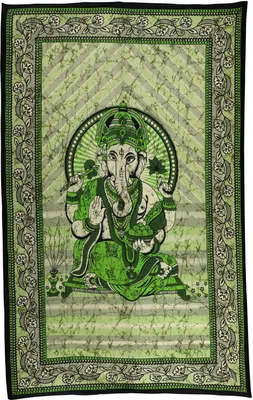 Produktbild von Tagesdecke - Wandtuch - Ganesha - grün - 135x210cm