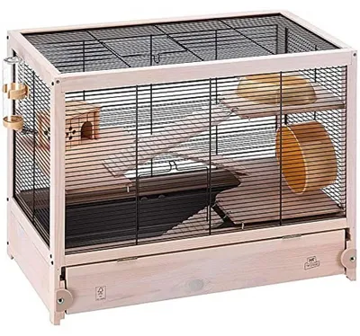 Immagine prodotto di Gabbia per criceti Ferplast in legno, a 3 piani, gabbia per piccoli animali, 60 x 34 x h 49 cm, accessori inclusi