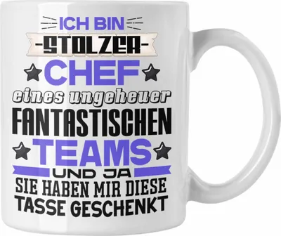 Produktbild von Trendation - Ich Bin Stolzer Chef Tasse Geschenk Fantastisches Team Bester Chef Geschenkidee Lustige Tasse mit Spruch (Weiß)