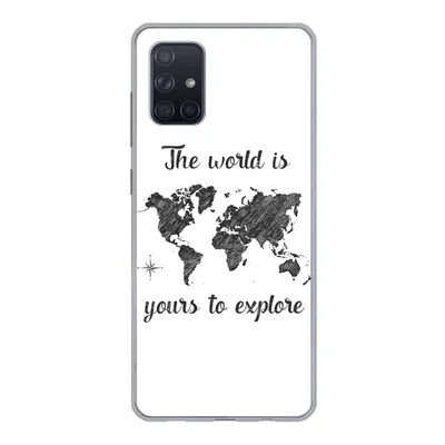 Produktbild von MuchoWow® Handyhülle Schutzhülle Hülle für Samsung Galaxy A51 Weltkarte - Schwarz - Sprichwörter Silikon Softcase Handy Hülle - Schutzabdeckung
