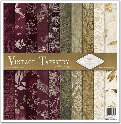Image de ITD Set 11 pcs 31x32cm recto papier scrapbooking 200g, motifs de tapisserie vintage, vintage