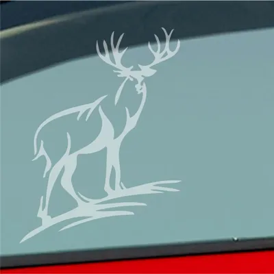 Produktbild von Auto Aufkleber Hirsch Geweih Jäger Wild Jagd 12x9 cm Milchglas Sticker Heckscheibenaufkleber