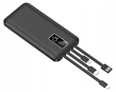 Obrázek produktu pro Verk 06392 Powerbanka 10 000 mAh, USB-C, USB, microUSB, Lightning, černá