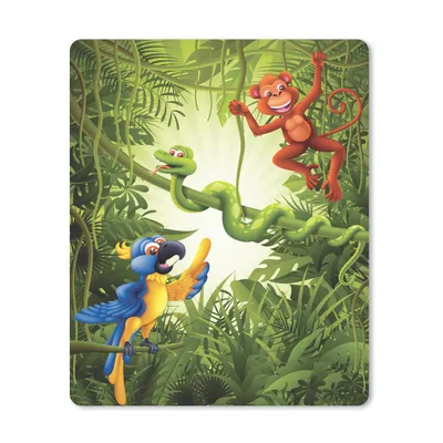 Produktbild von MuchoWow® Mauspad Mousepad Wald - Tiere - Tropisch - Kinder - Junge - Mädchen - Kinder 19x23 cm - Mousepads - Maus Mat - Pad - Mausunterlage - Mauspads - Spielen