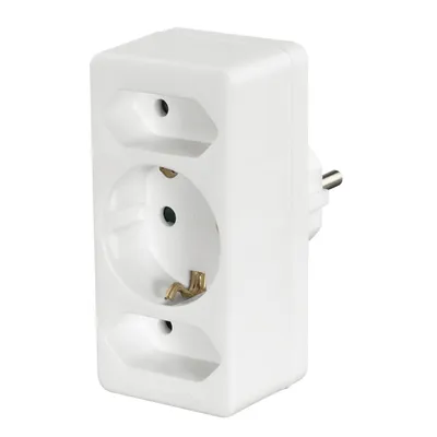 Produktbild von Hama Multistecker 3-fach, 2 Euro/1 Schutzkontakt-Kupplung, Weiß