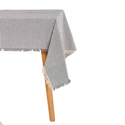 Produktbild von Tischdecke Gastro Baumwolle Fransenrand Streifen dunkelblau 140x180cm