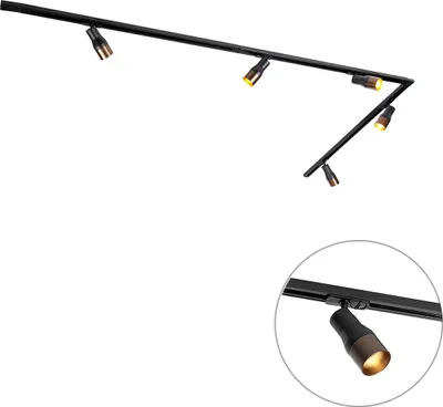 Zdjęcie produktu dla QAZQA – nowoczesny system szyn I Reflektor punktowy I Reflektor sufitowy I Reflektor z 5-punktowym spotem I Reflektor punktowy I Reflektor sufitowy I Reflektor sufitowy I Reflektor I Lampa I Oprawy oświetleniowe Czarny z ciemnym