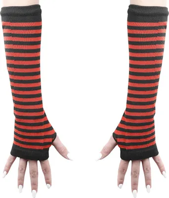 Produktbild von Banned Alternative Stulpen Uni Frances Striped Hand Warmers schwarz/rot Standard