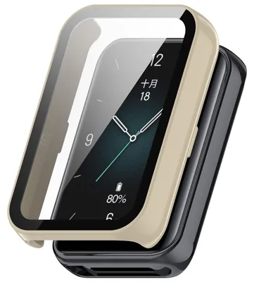 Productafbeelding van Hoesje van kunststof voor de Honor Band 9 smartwatch + beschermend hard glas, wit