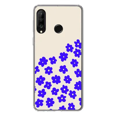 Produktbild von MuchoWow® Handyhülle Schutzhülle Hülle für Huawei P30 Lite Blume - Blau - Muster Silikon Softcase Handy Hülle - Handyhülle