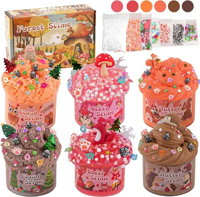 Immagine prodotto di Kit per creare slime "Cloud" - slime trasparente e colorato - slime per bambini con elementi a tema animali - kit per creare slime da 360 ml
