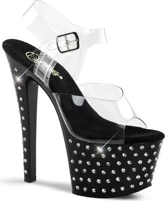 Produktbild von STARDUST-708 Damen Sandale von Pleaser, Transparent Schwarz , EU 41, US 11