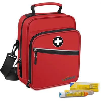Productafbeelding van Medicijnkoeltas, rood, geïsoleerde draagtas voor insuline, EpiPen, diabetesbenodigdheden, astma-inhalator, noodhulpkit