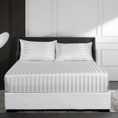 Produktbild von Satin-Spannbettlaken 180x200 cm Beige-Weiß Kühlend Glatt