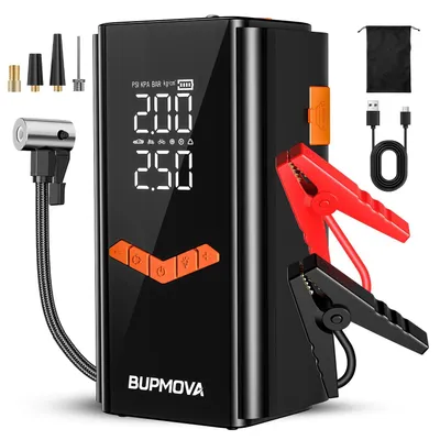Image de Démarreur de secours pour voiture, compresseur d'air portable, batterie externe 12 V, 92,5 Wh, sans sacoche