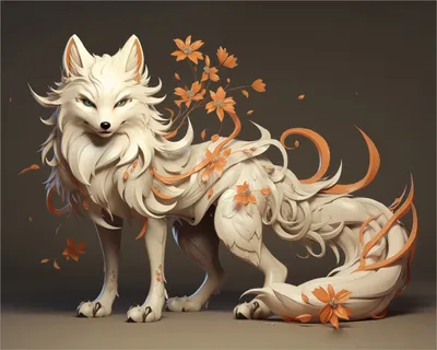 Produktbild von Wallario Poster - Magischer Fuchs mit floralen Details, Kunstdruck Größe: 40 x 50 cm