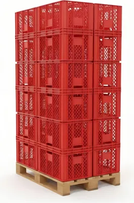 Produktbild von 36 Stück Bäckerkisten / Brotkisten 600 x 400 x 320 mm in rot