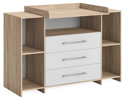 Produktbild von Wickelkommode Vicco Oskar Weiß/Sonoma 143 x 100 cm XL mit Schubladen, Model 40347