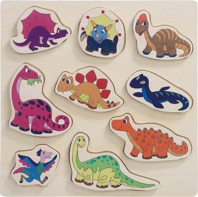 Produktbild von Woody Holzpuzzle zum Thema "Dinosaurier" / 9 bunte Puzzleteile