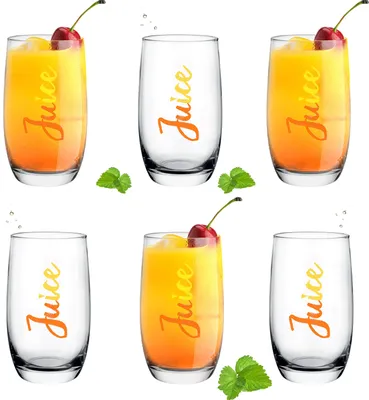 Produktbild von PLATINUX Hohe Trinkgläser mit Juice-Print 320ml (max. 380ml) Set 6-Teilig aus Glas Wassergläser Saftgläser Getränkeglas