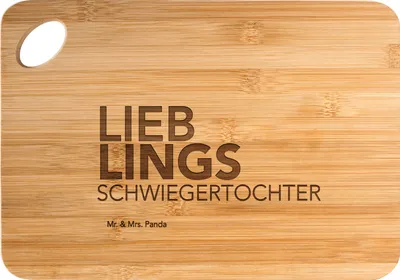 Produktbild von Mr. & Mrs. Panda Schneidebrett Schwiegertochter - Transparent - Geschenk, Ehefrau des Sohns, Hochzeit, Geschenkidee, Frühstücksbrett, schneidbrett, Brett, Holzbrett
