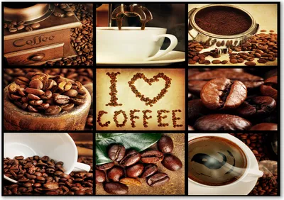 Produktbild von Tulup® Glas-Bild - 100 x 70 - Wandbild aus Glas - Wandkunst - Wandbild hinter gehärtetem Sicherheitsglas - Essen & Getränke - Kaffee-Collage - Braun
