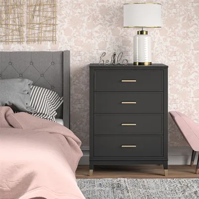 Produktbild von Kommode mit 4 Schubladen aus MDF schwarz