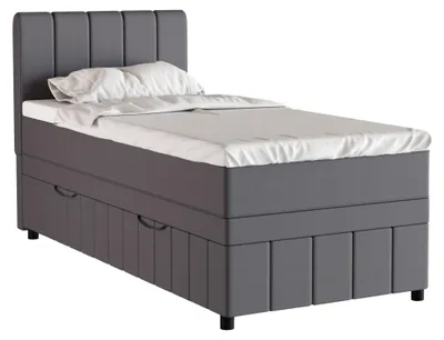 Produktbild von Boxspringbett Einzelbett 90x200, Grau, AVALON, mit Bettkästen, mit Matratze, mit Topper, Panda Möbel
