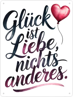 Produktbild von Glück ist Liebe Metallschild XXL in 28x38 cm Herz Luftballon