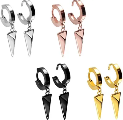 Produktbild von Chirurgenstahl Creolen BEWEGLICHES DREIECK RoséGold Anhängergröße: 7,5 x 15mm