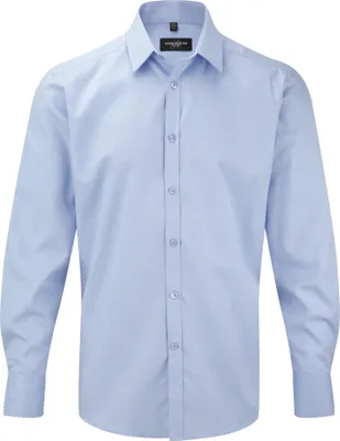 Image de Chemise à chevrons discrète pour homme Russell, manches longues BC2741 (38) (Bleu clair)